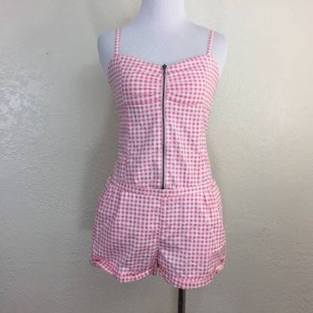 Divided H&M pink plaid romper, size 4